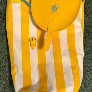 VINTAGE '80s GIORGIO BEVERLY HILLS DRAW STRING BUCKLE STRIPED VINYL BEACH TOTE